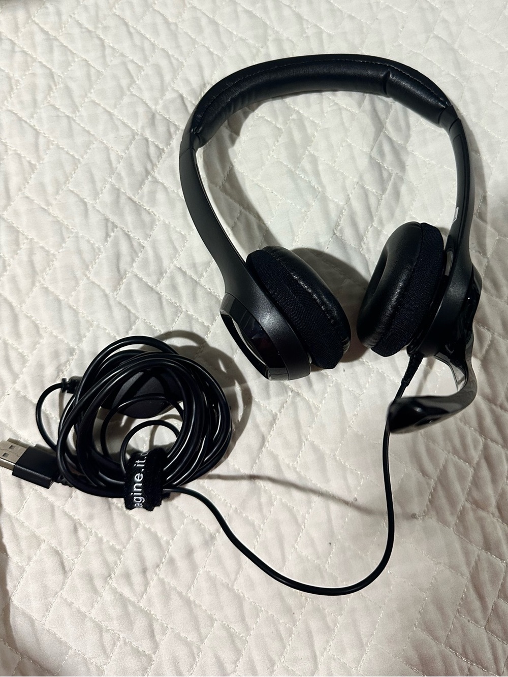 Black on ear headphones